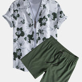 Men’s Floral Summer Shirt and Shorts Outfit Set