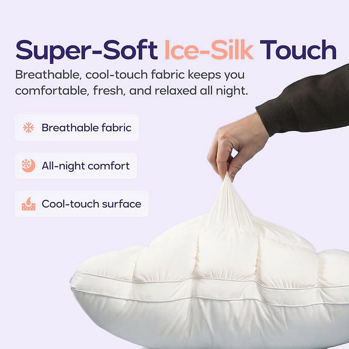 Ice-silk cool side of the Puff Pillow