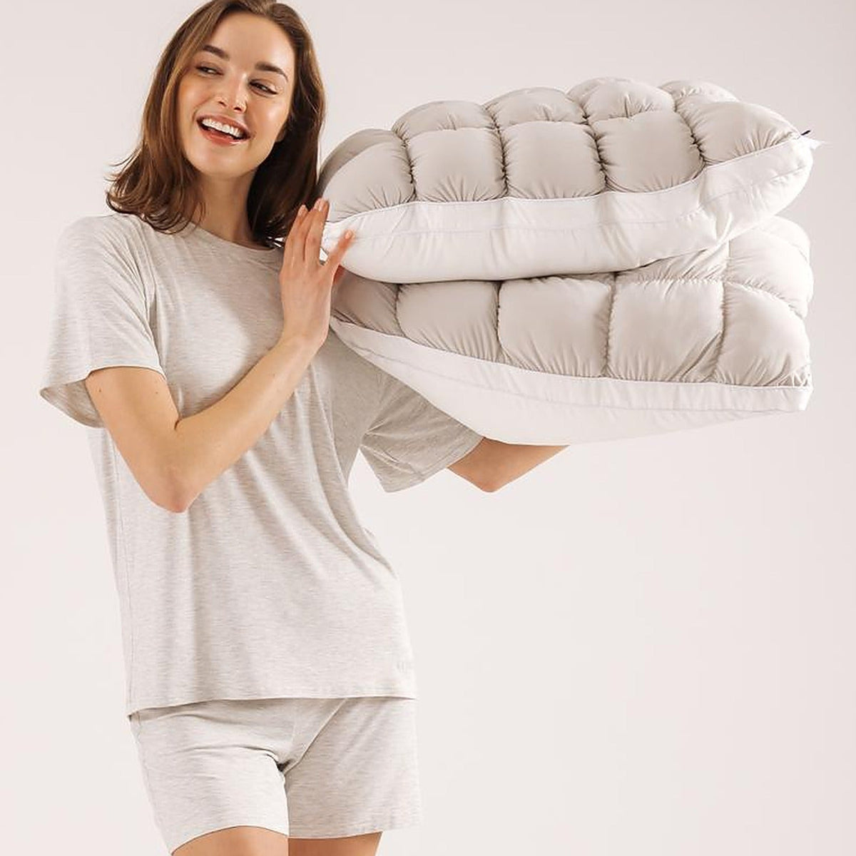 Box-quilted comforter, folded