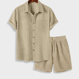 Men’s Corduroy Summer Shirt & Shorts Set